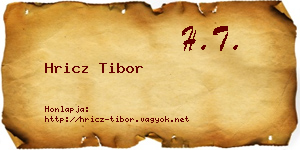 Hricz Tibor névjegykártya